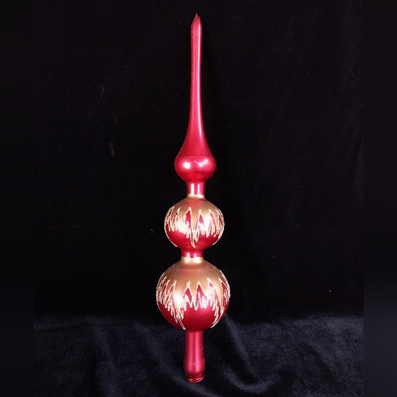 VTG Christmas Classics Red & Gold Tree Topper Mercury Glass - Picture 3 of 10